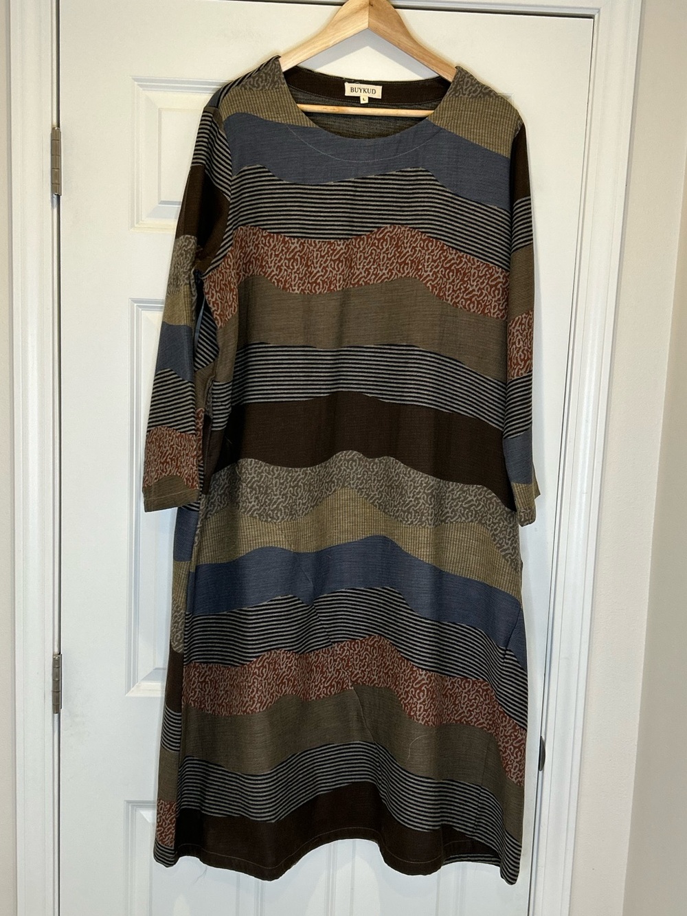 Buykud Wearable Art Linen Dress Langelook Artsy Indi Scandi Size L